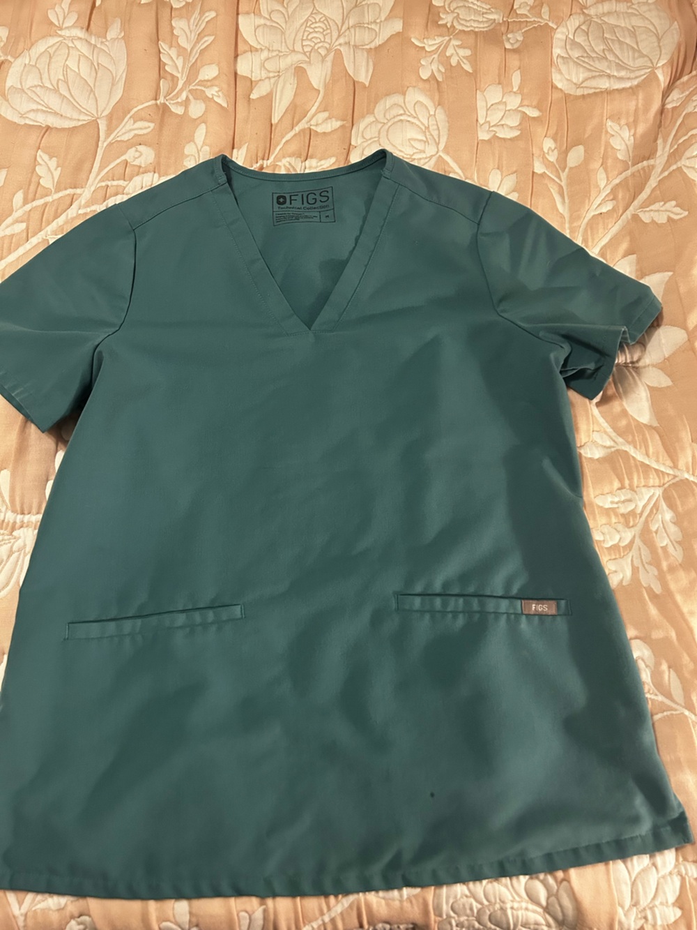 Figs Teal V-Neck Scrub Top